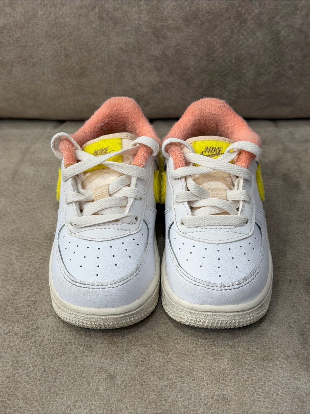Nike Force 1 LV8 Mini Girls Toddler 7C White Yellow DV2200-100